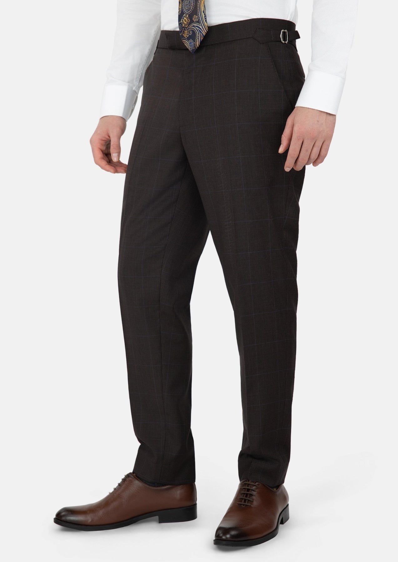 Dark Brown Prince Of Wales Pants - SARTORO240