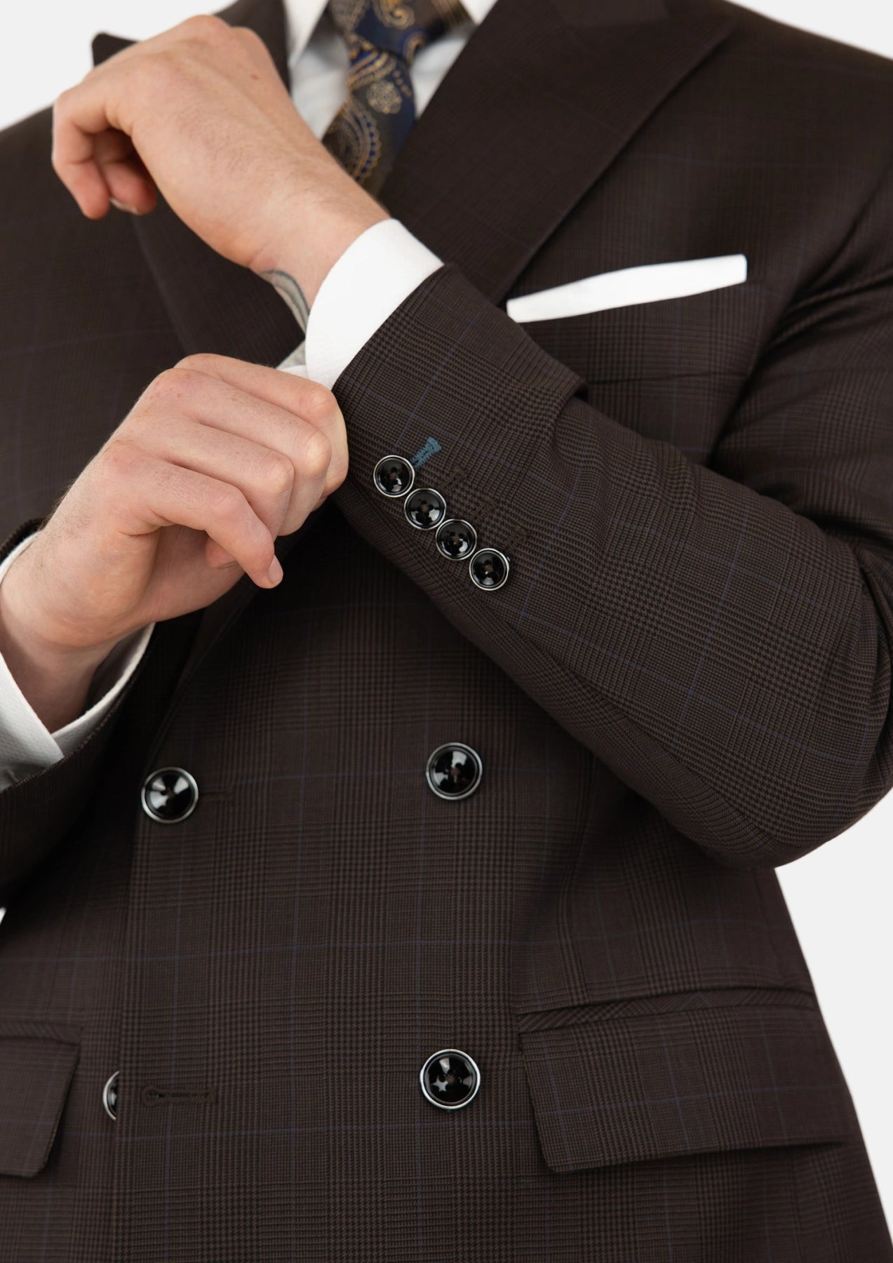 Dark Brown Prince Of Wales Suit - SARTORO704