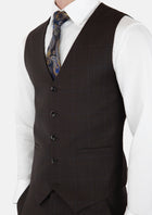 Dark Brown Prince Of Wales Vest - SARTORO970