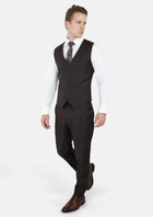 Dark Brown Prince Of Wales Vest - SARTORO495