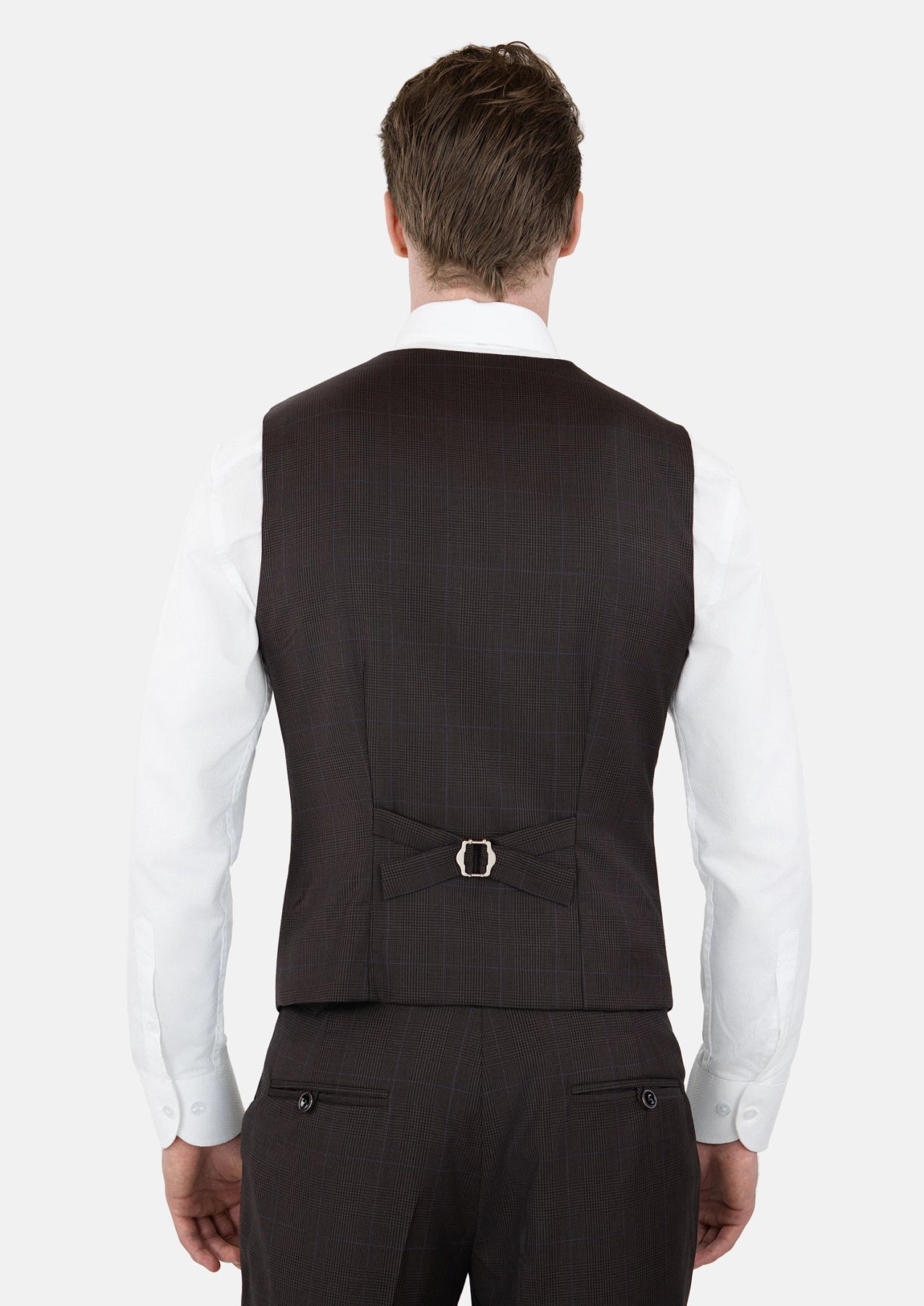 Dark Brown Prince Of Wales Vest - SARTORO773