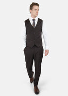 Dark Brown Prince Of Wales Vest - SARTORO139