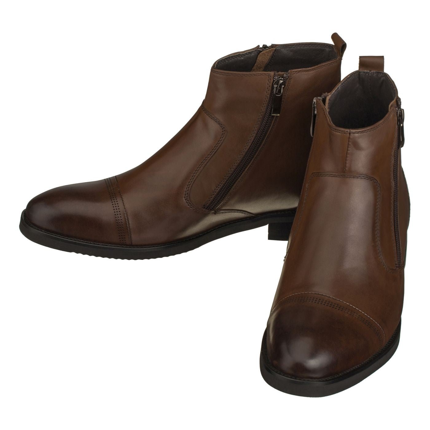 Dark Brown Zipper Boots -  2268