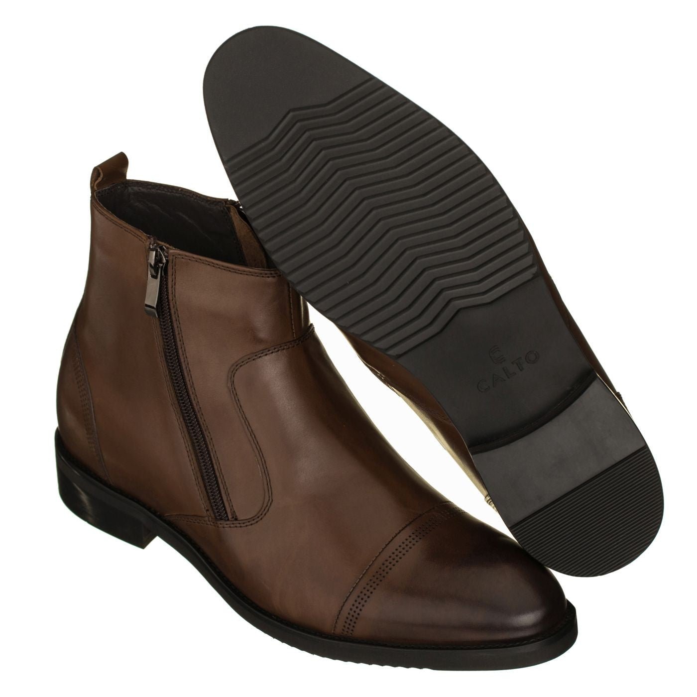 Dark Brown Zipper Boots - 2234