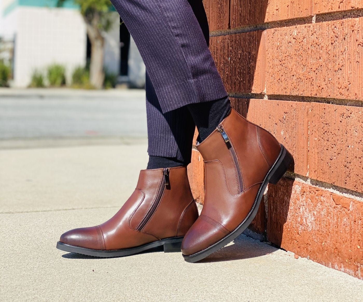 Dark Brown Zipper Boots - 26