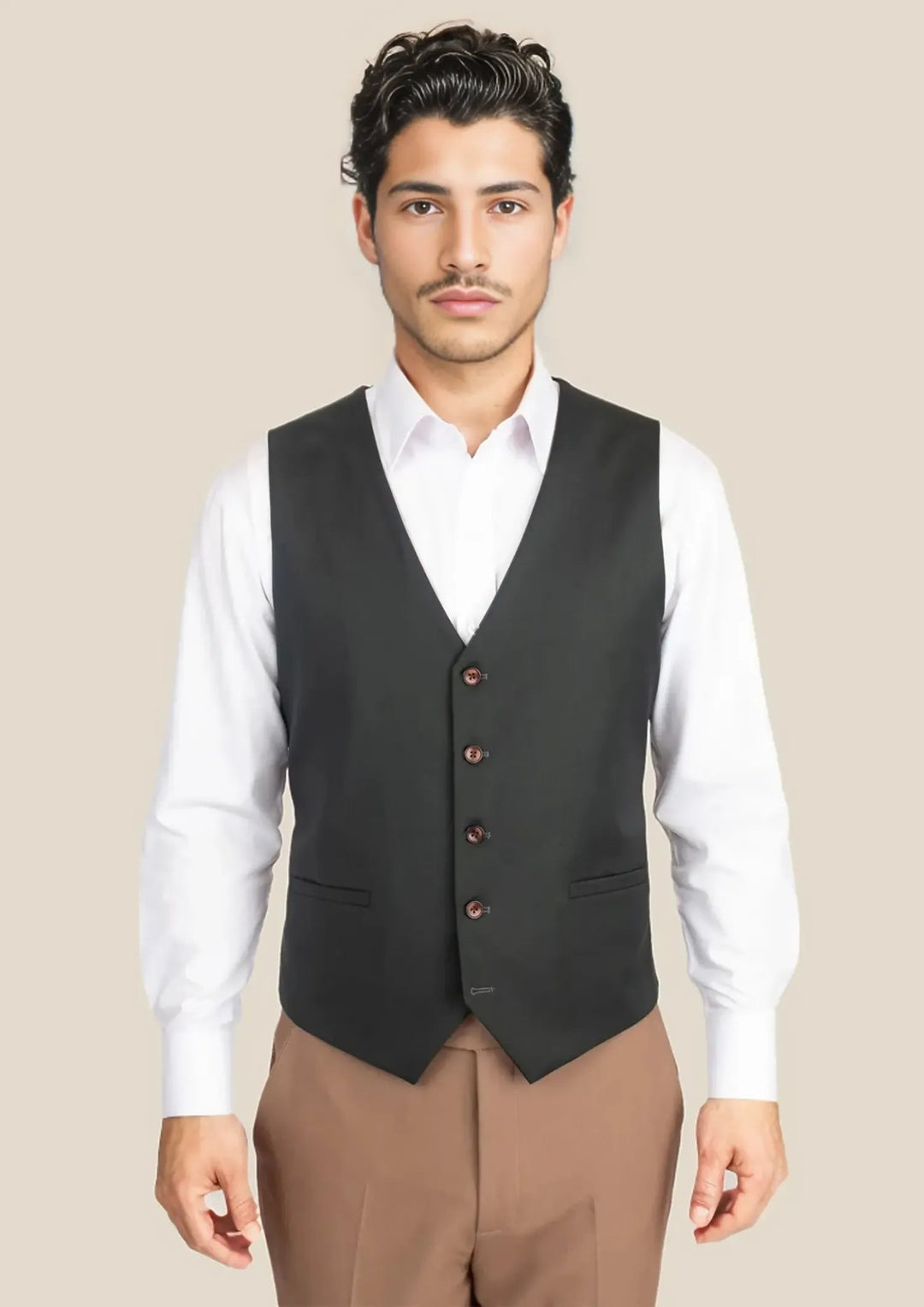 Dark Green Twill Vest - SARTORO