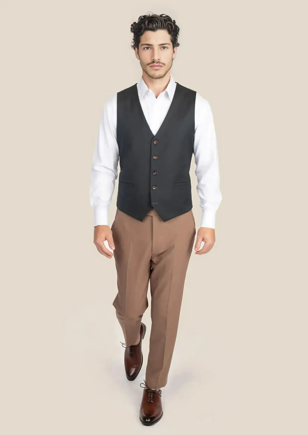 Dark Green Twill Vest - SARTORO