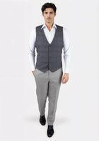 Dark Grey Prince of Wales Vest - SARTORO473