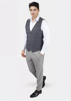 Dark Grey Prince of Wales Vest - SARTORO268
