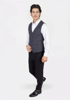Dark Grey Windowpane Vest - SARTORO802