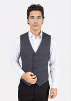 Dark Grey Windowpane Vest - SARTORO80