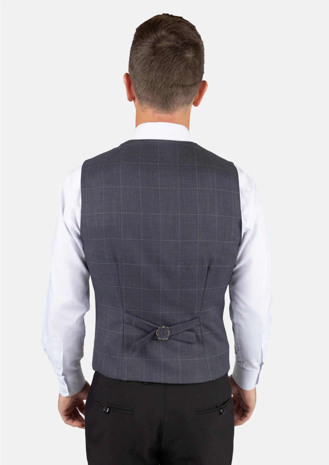 Dark Grey Windowpane Vest - SARTORO