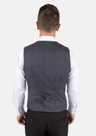Dark Grey Windowpane Vest - SARTORO294