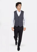 Dark Grey Windowpane Vest - SARTORO