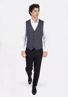 Dark Grey Windowpane Vest - SARTORO64