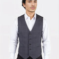 Dark Grey Windowpane Vest - SARTORO