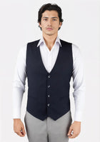 Dark Navy Twill Vest - SARTORO297