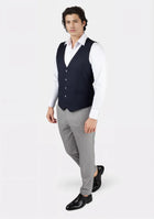 Dark Navy Twill Vest - SARTORO666