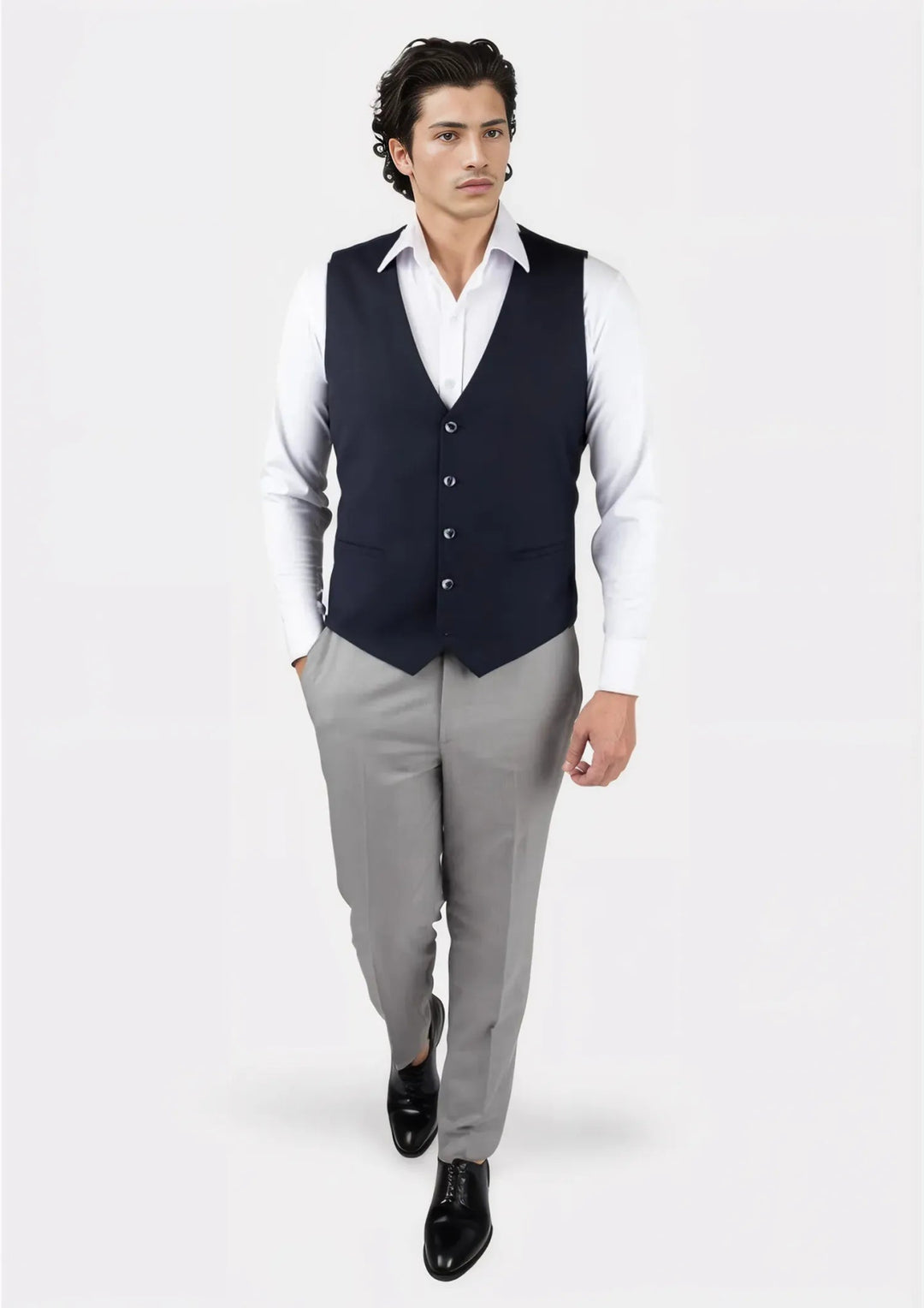 Dark Navy Twill Vest - SARTORO