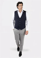 Dark Navy Twill Vest - SARTORO58