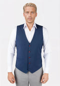 Deep Blue Crosshatch Vest - SARTORO