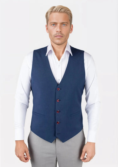 Deep Blue Crosshatch Vest - SARTORO