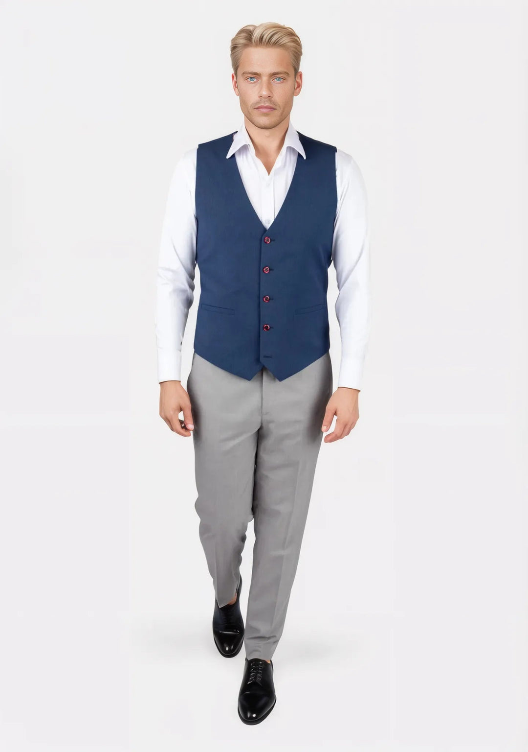 Deep Blue Crosshatch Vest - SARTORO