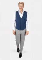 Deep Blue Crosshatch Vest - SARTORO637