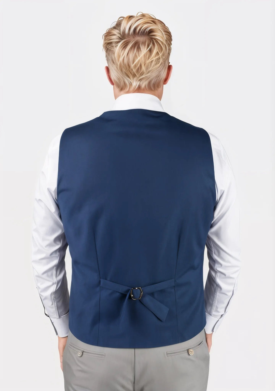 Deep Blue Crosshatch Vest - SARTORO