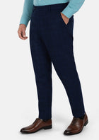 Deep Blue Flannel Windowpane Pants - SARTORO975