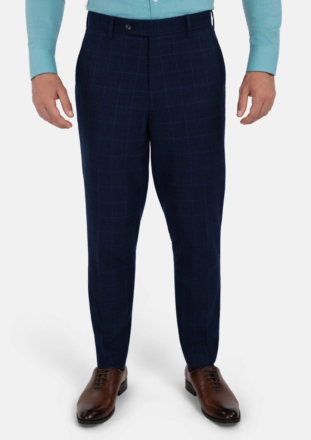 Deep Blue Flannel Windowpane Pants649