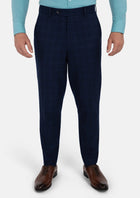 Deep Blue Flannel Windowpane Pants - SARTORO308