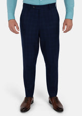 Deep Blue Flannel Windowpane Pants - SARTORO