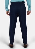 Deep Blue Flannel Windowpane Pants - SARTORO61