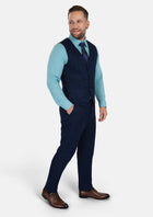 Deep Blue Flannel Windowpane Vest - SARTORO375