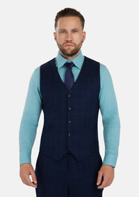 Deep Blue Flannel Windowpane Vest