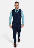 Deep Blue Flannel Windowpane Vest - SARTORO97
