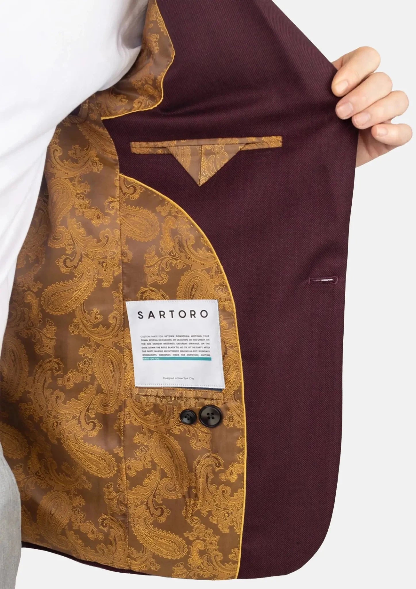 Deep Burgundy Birdseye Jacket - SARTORO570
