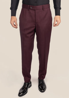 Deep Burgundy Birdseye Pants - SARTORO