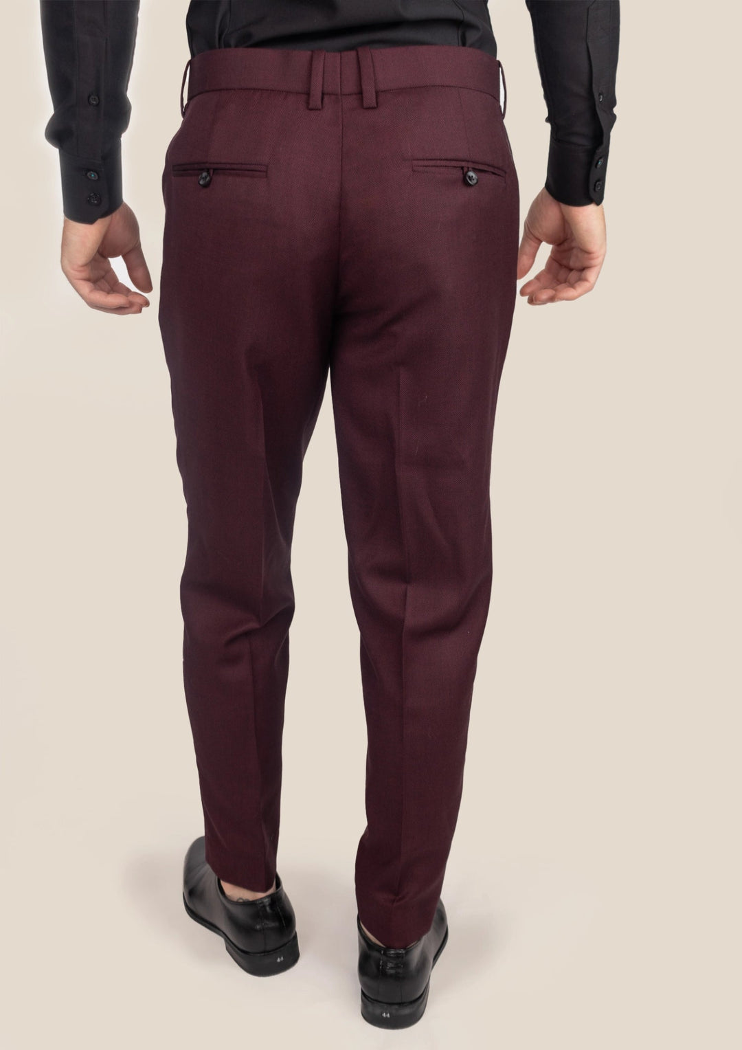 Deep Burgundy Birdseye Pants - SARTORO