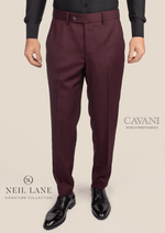 Deep Burgundy Birdseye Pants - SARTORO