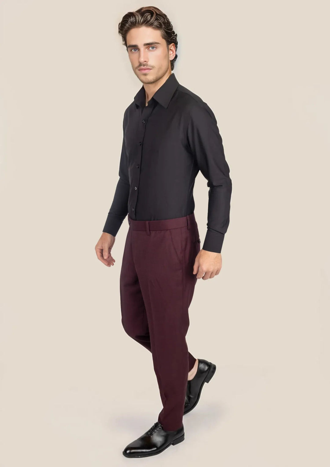 Deep Burgundy Birdseye Pants - SARTORO