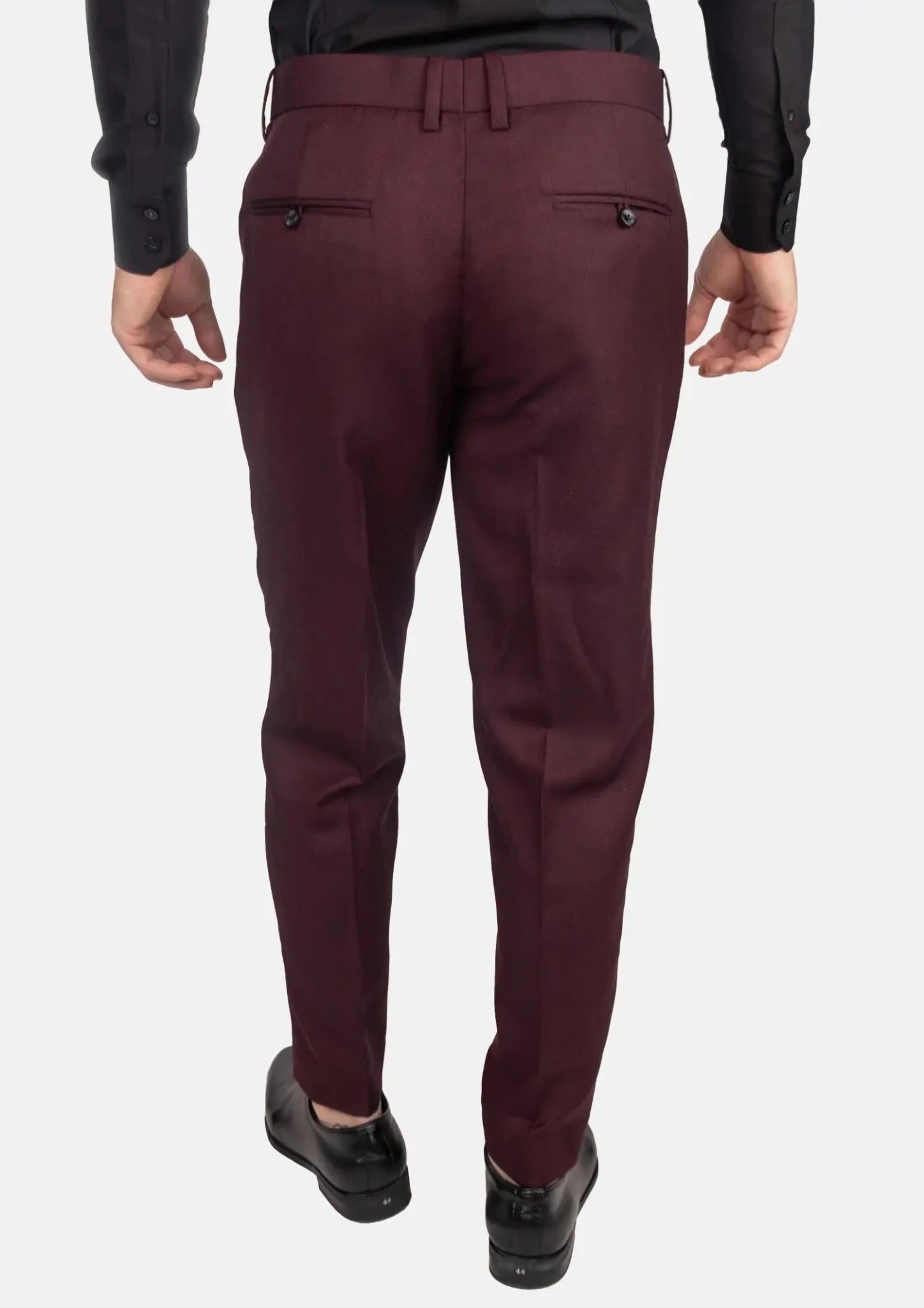 Deep Burgundy Birdseye Pants - SARTORO251