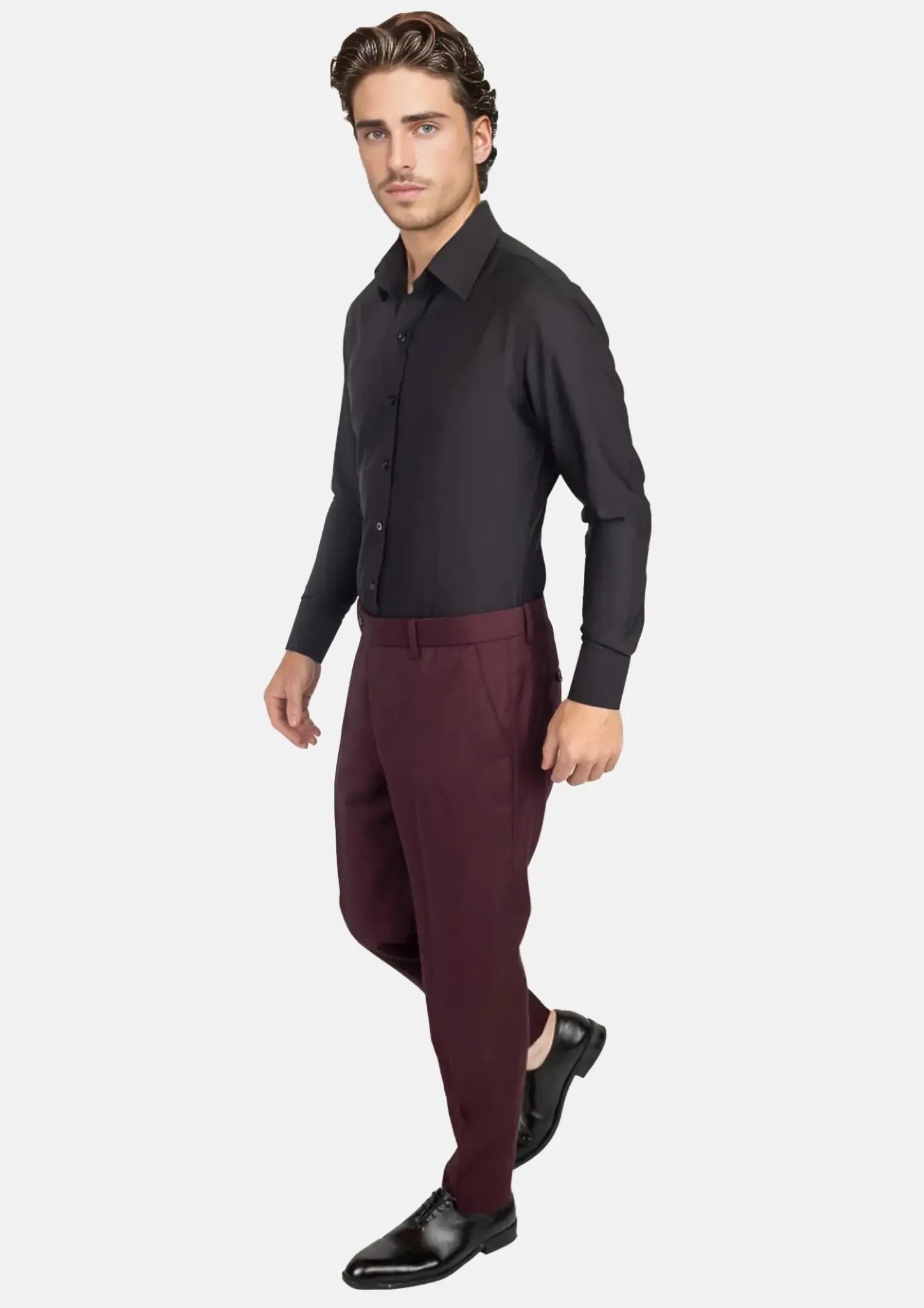 Deep Burgundy Birdseye Pants - SARTORO375