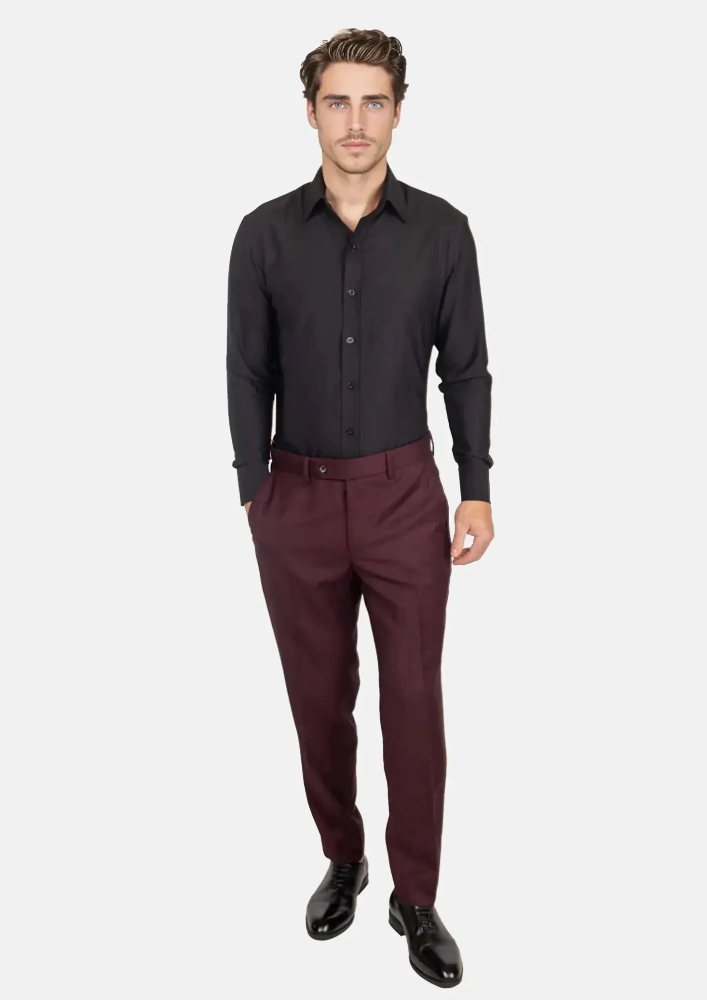 Deep Burgundy Birdseye Pants - SARTORO428