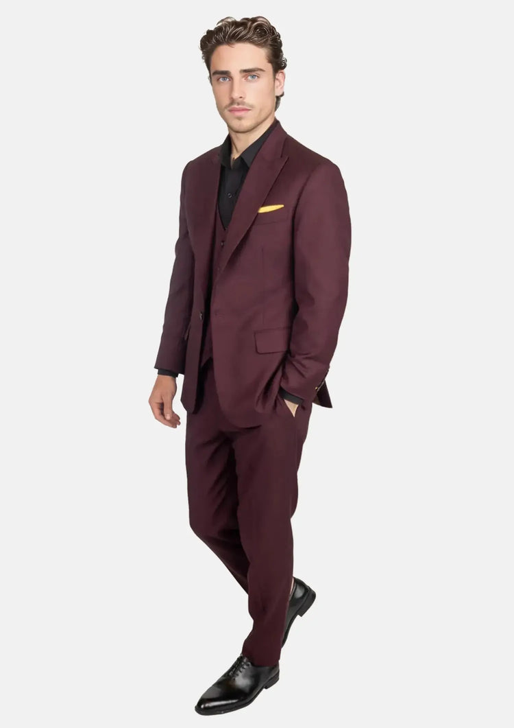 Deep Burgundy Birdseye Suit - SARTORO993