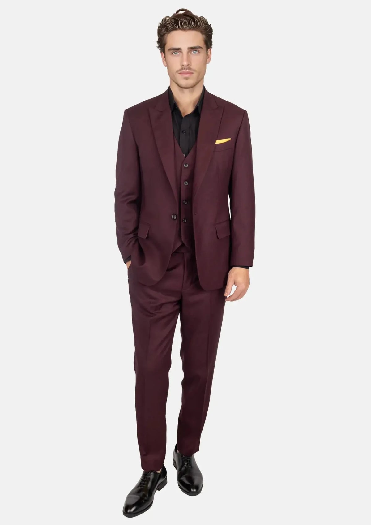 Deep Burgundy Birdseye Suit - SARTORO396