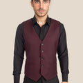 Deep Burgundy Birdseye Vest - SARTORO