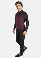 Deep Burgundy Birdseye Vest - SARTORO838