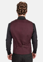 Deep Burgundy Birdseye Vest - SARTORO607